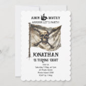 海賊船の旗の誕生日パーティーへの招待状 招待状 (正面)
