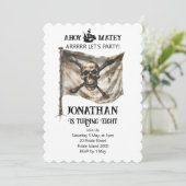 海賊船の旗の誕生日パーティーへの招待状 招待状 (スタンド正面)