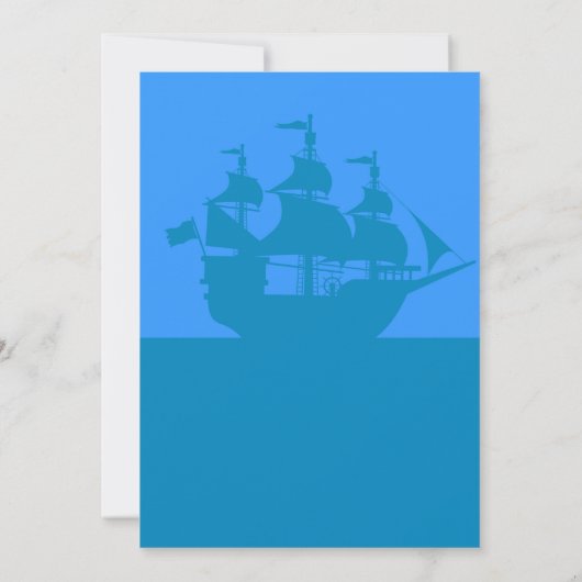 海賊船の海の冒険の誕生日パーティー 招待状 (裏面)