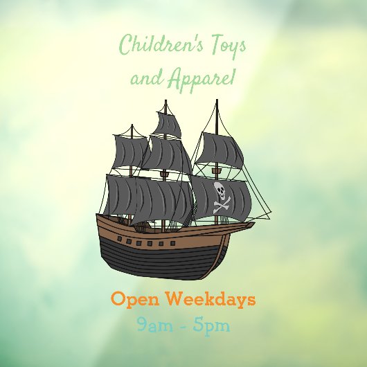 海賊船の漫画イラストレーション ウィンドウサイン (シート3)