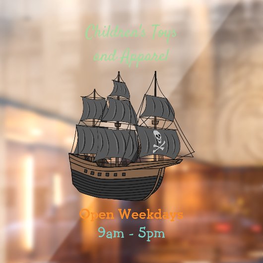 海賊船の漫画イラストレーション ウィンドウサイン (シート2)