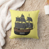 海賊船の漫画イラストレーション クッション (ブランケット)