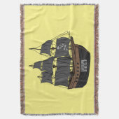 海賊船の漫画イラストレーション スローブランケット (正面縦)
