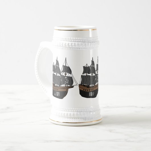 海賊船の漫画イラストレーション ビールジョッキ (正面左)