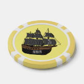 海賊船の漫画イラストレーション ポーカーチップ (シングル)