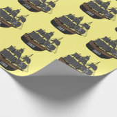 海賊船の漫画イラストレーション ラッピングペーパー (角)