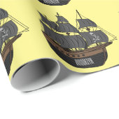 海賊船の漫画イラストレーション ラッピングペーパー (ロールコーナー)