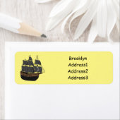 海賊船の漫画イラストレーション ラベル (インサイチュ)