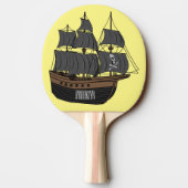 海賊船の漫画イラストレーション 卓球ラケット (裏面)