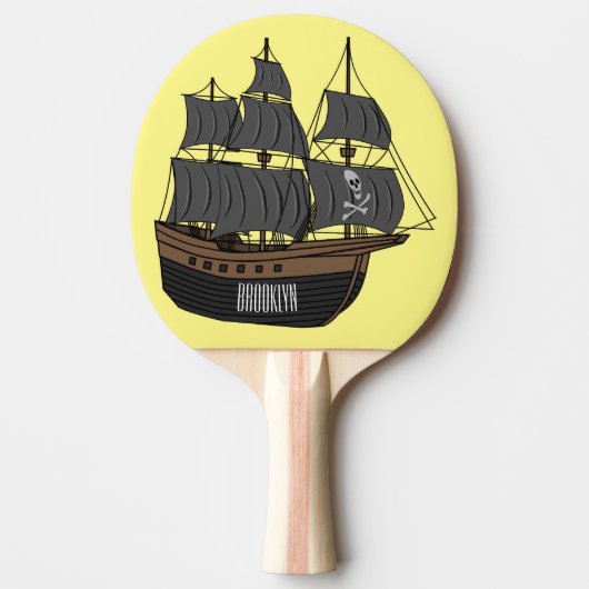 海賊船の漫画イラストレーション 卓球ラケット (正面)