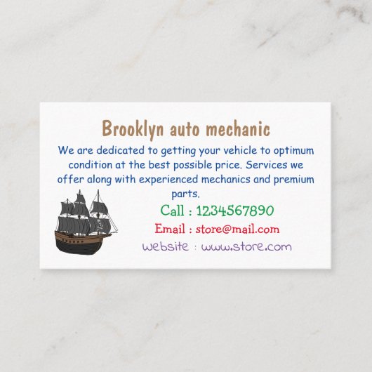 海賊船の漫画イラストレーション 名刺 (正面)