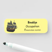 海賊船の漫画イラストレーション 名札 (インサイチュ)