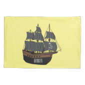 海賊船の漫画イラストレーション 枕カバー (裏面)