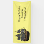 海賊船の漫画イラストレーション 横断幕 (縦)