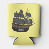 海賊船の漫画イラストレーション 缶クーラー (正面)