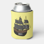 海賊船の漫画イラストレーション 缶クーラー (缶裏面)