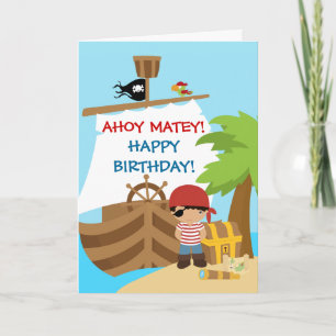 海賊船の男の子の誕生日の挨拶状 カード