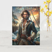 海賊船の誕生日カード カード (黄色い花)