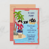海賊船の誕生日パーティーの船長 サンキューカード (正面/裏面)