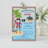 海賊船の誕生日パーティーの船長 サンキューカード (スタンド正面)