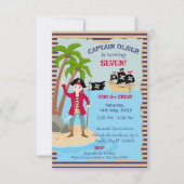 海賊船の誕生日パーティーの船長 サンキューカード (正面)