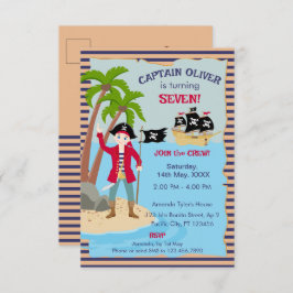 海賊船の誕生日パーティーの船長 サンキューカード