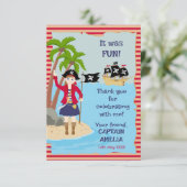 海賊船の誕生日パーティーの船長 サンキューカード (スタンド正面)