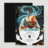 海賊船の誕生日パーティー 招待状 (正面/裏面)