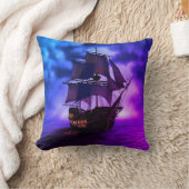 海賊船の青と紫の枕航海の海 クッション (ブランケット)