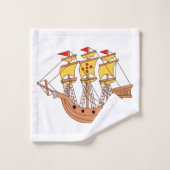 海賊船を持つ驚くべき海洋デザイン バスタオルセット (ウォッシュタオル)