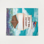 海賊船ガレオン誕生日パーティーバックドロップ タペストリー (正面(横))