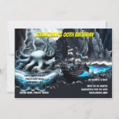 海賊船クラーケン嵐の夜海の不気味なテーマ 招待状 (正面)