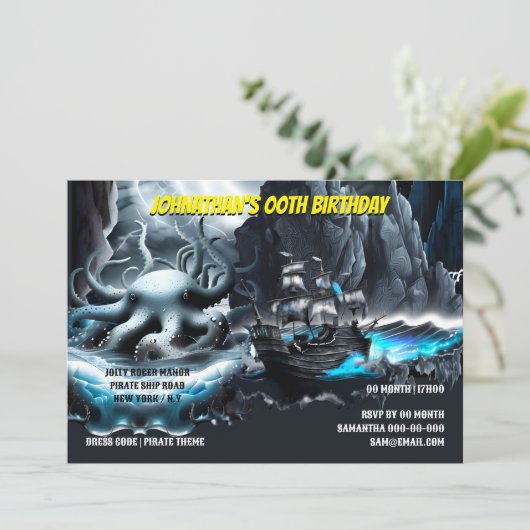 海賊船クラーケン嵐の夜海の不気味なテーマ 招待状 (スタンド正面)