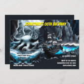 海賊船クラーケン嵐の夜海の不気味なテーマ 招待状 (正面/裏面)