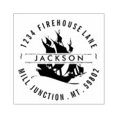 海賊船シルエット差出人住所スタンプ ラバースタンプ (インプリント)