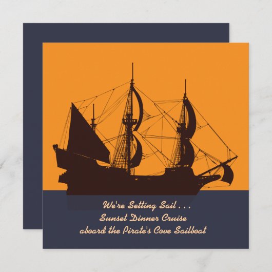 海賊船シルエット招待状 招待状 (正面/裏面)