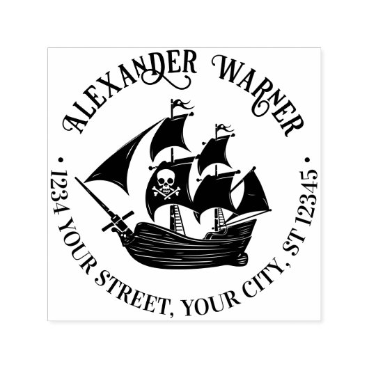 海賊船スカルクロスボーンズ名差出人住所 セルフインキングスタンプ (デザイン)