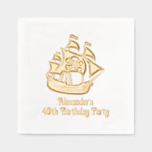 海賊船スカルクロスボーン#2誕生日任意の年齢 箔ナプキン (正面)