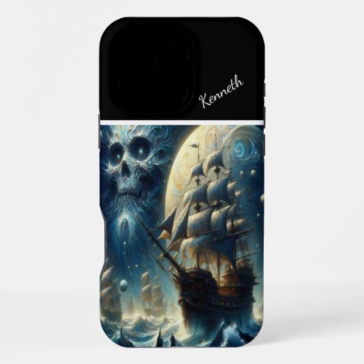 海賊船スカルムーンの影 iPhoneケース (裏面)