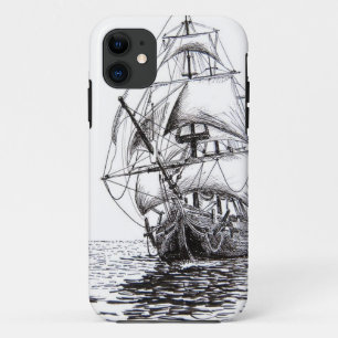 海賊船スケッチデザイン iPhone 11 ケース
