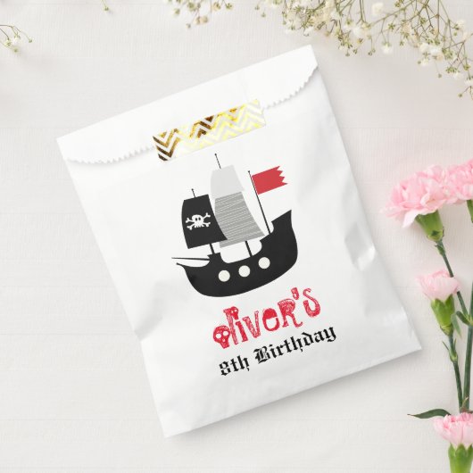 海賊船スケルトン男の子の誕生日パーティーの好意バッグ フェイバーバッグ (封をした状態)