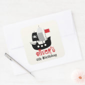 海賊船スケルトン誕生日パーティー好意ステッカー スクエアシール (封筒)