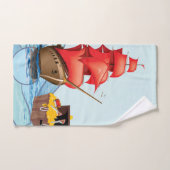 海賊船ストライプの可愛いモノグラム バスタオルセット (ハンドタオル)