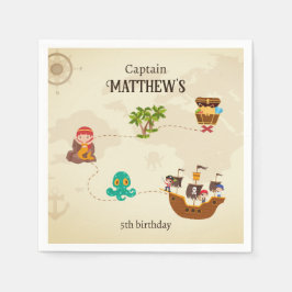 海賊船トレジャーマップキッドの誕生日パーティー スタンダードカクテルナプキン