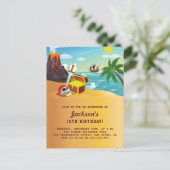 海賊船トレジャー&ボルケーノアイランド誕生日 インビテーションポストカード (スタンド正面)