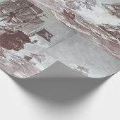 海賊船バトル白黒グレイ ラッピングペーパー (角)