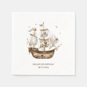 海賊船ブラウン航海のテーマ誕生日 スタンダードカクテルナプキン (正面)