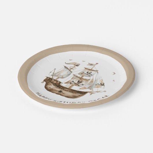 海賊船ブラウン航海のテーマ誕生日 ペーパープレート (アングル)