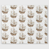 海賊船ブラウン航海のテーマ誕生日 ラッピングペーパー (フラット)