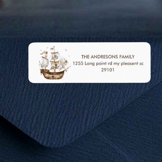 海賊船ブラウン航海のテーマ誕生日 ラベル